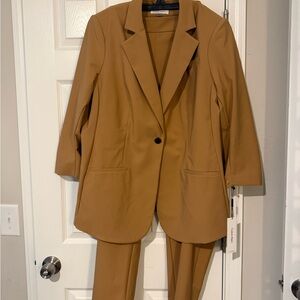 Calvin Klein Camel Blazer and Trousers Set